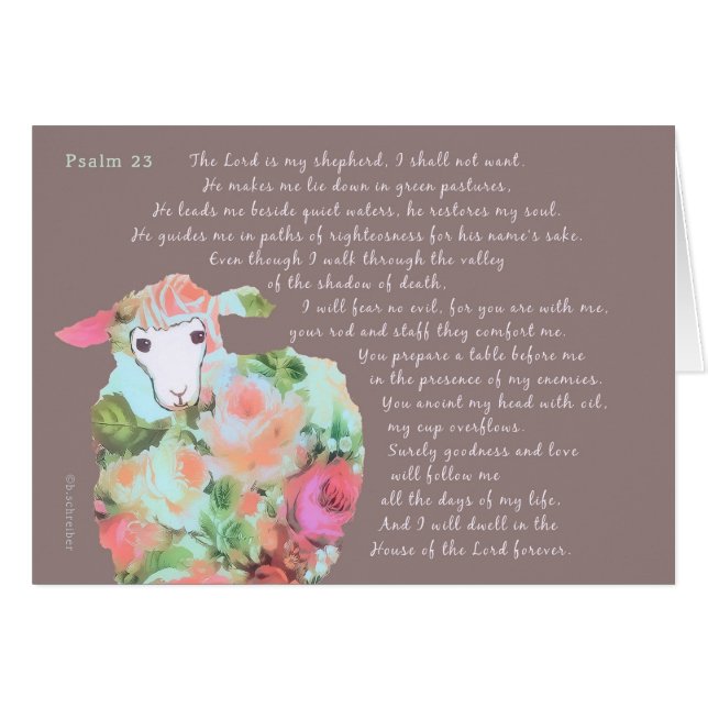 Psalm 23, sheep on taupe background (Front Horizontal)