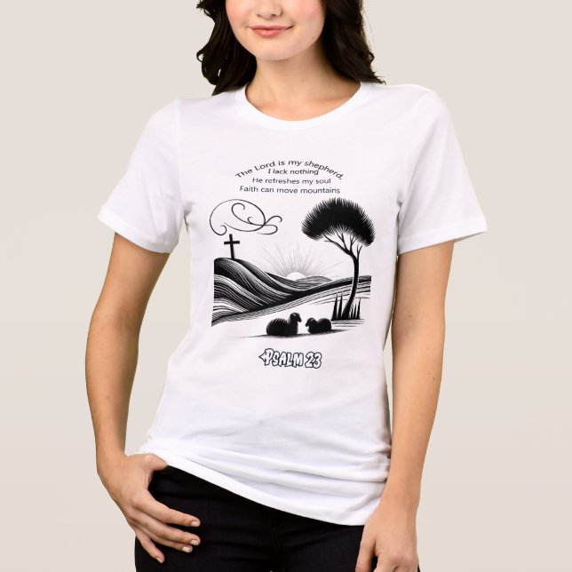 Psalm 23 Shepherd’s Grace Design Tri-Blend Shirt (Front)