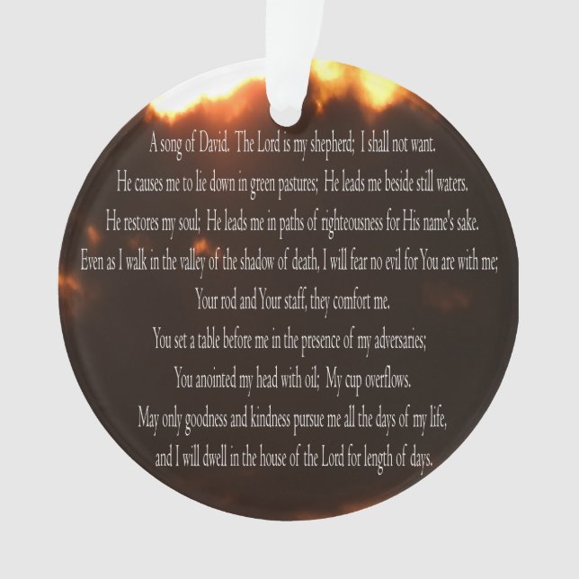 Psalm 23, Song for David, Fire Sky, Ornament (Front)