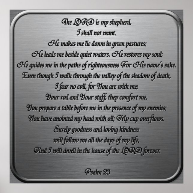 Psalm 23 - Steel Poster (Front)