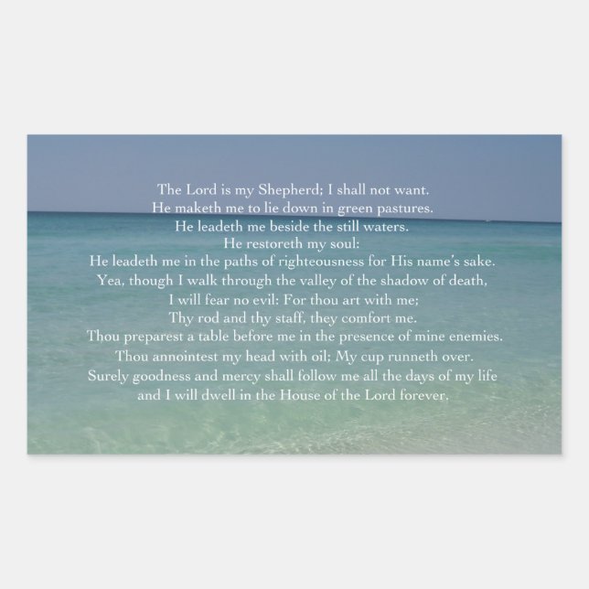 Psalm 23 The Lord is My Shepherd Beautiful Beach Sticker (Front)