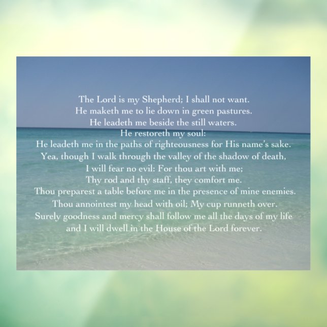 Psalm 23 The Lord is My Shepherd Beautiful Beach Window Cling (Sheet 3)