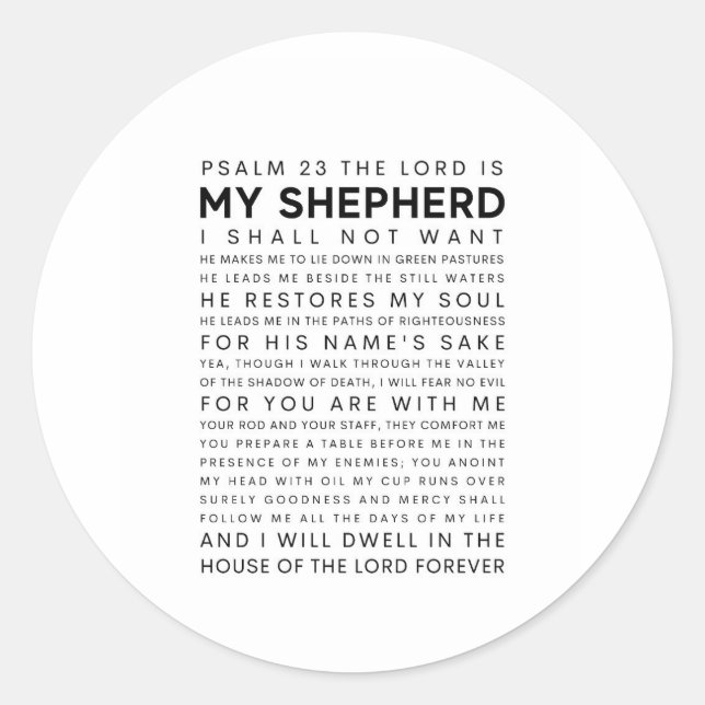 Psalm 23 The Lord is my Shepherd Classic Round Sticker (Front)
