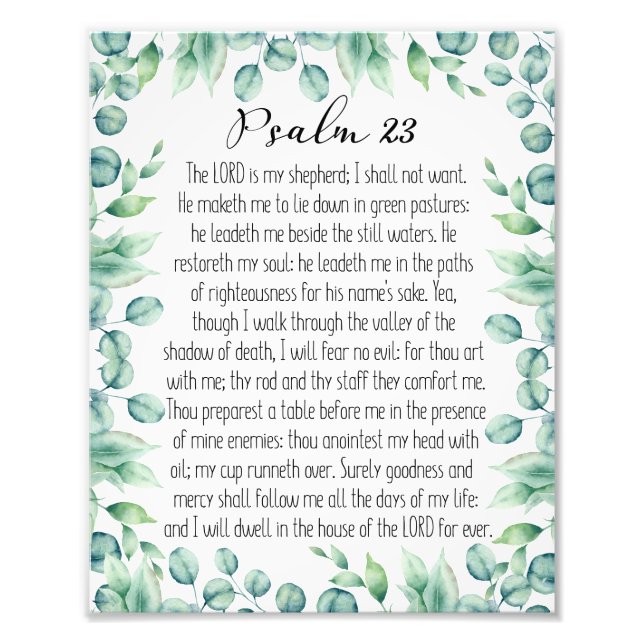 Psalm 23 The Lord Is My Shepherd, Eucalyptus Photo Print (Front)