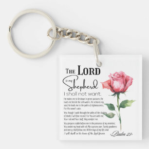 Psalm 23 The Lord is my Shepherd Flower Keychain