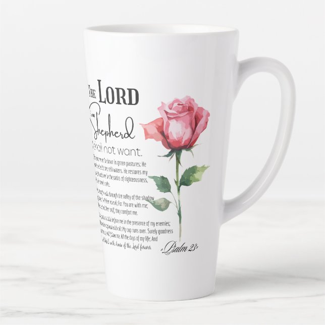 Psalm 23 The Lord is my Shepherd Flower Latte Mug (Right)