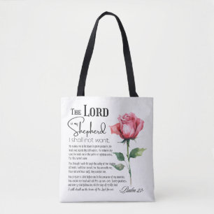 Psalm 23 The Lord is my Shepherd Flower Tote Bag