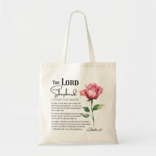 Psalm 23 The Lord is my Shepherd Flower Tote Bag