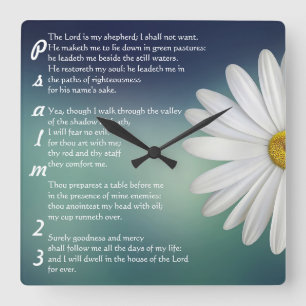 Psalm 23 - The LORD is my shepherd Square Wall Clock