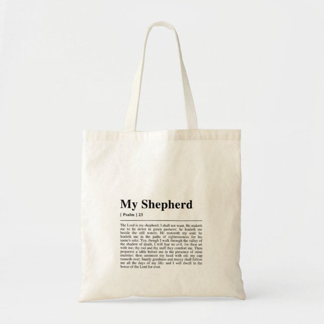Psalm 23 The Lord is my Shepherd Tote Bag (Front)