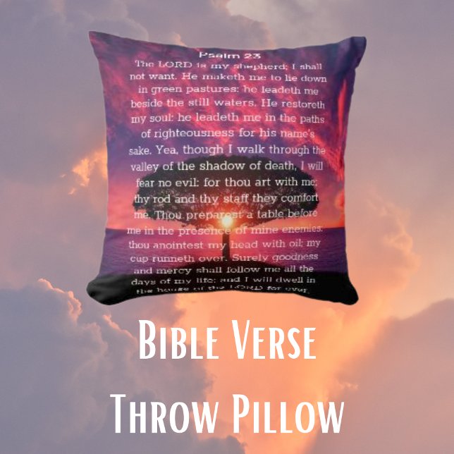 Psalm 23 Tree Of Life Throw Pillow (Psalm 23 The LORD is my shepherd...)