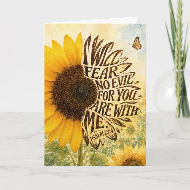 Psalm 23 Verse 4 in Sunflower Card (Front)