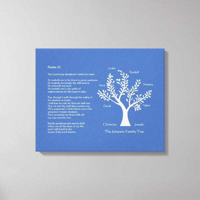 Psalm 23 with Family Tree, Canvas Print (Front)