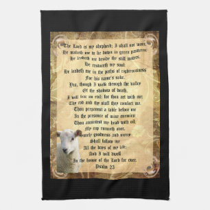 Psalm 23 with Lamb  Kitchen Towel