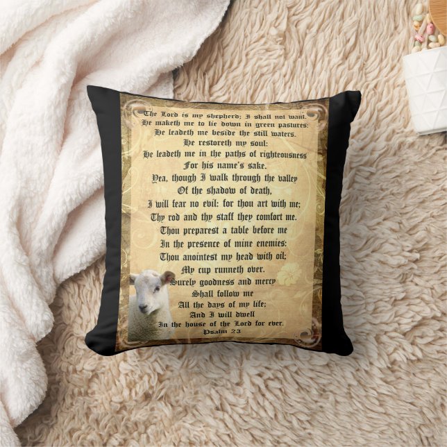 Psalm 23 with Lamb  Throw Pillow (Blanket)