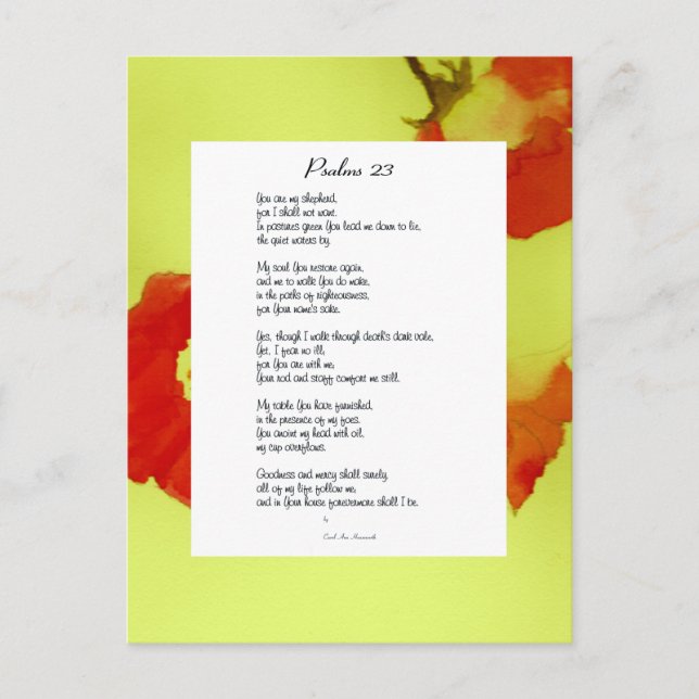 Psalm 23rd Poem Postcard (Front)