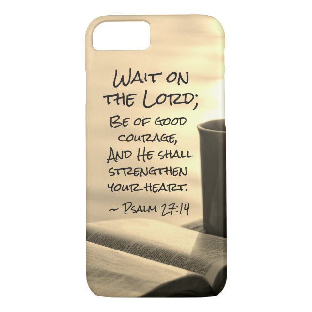 Psalm 27:14 Wait on the Lord, Bible Verse Case-Mate iPhone Case (Back)