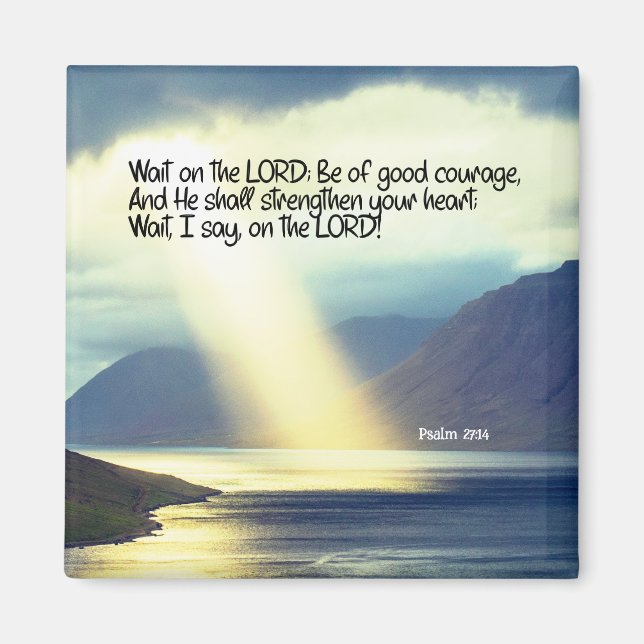 Psalm 27:14 Wait on the LORD Bible Verse Ocean Magnet (Front)