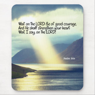 Psalm 27:14 Wait on the LORD Bible Verse Ocean Mouse Pad