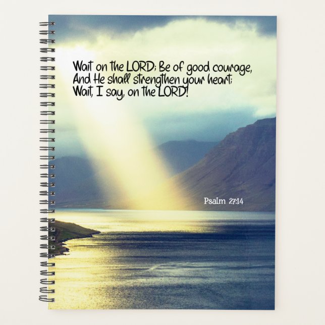 Psalm 27:14 Wait on the LORD Bible Verse Ocean Planner (Front)