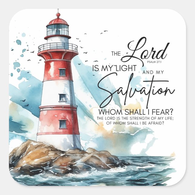 Psalm 27:1 Bible LORD is my Light and Salvation Square Sticker (Front)