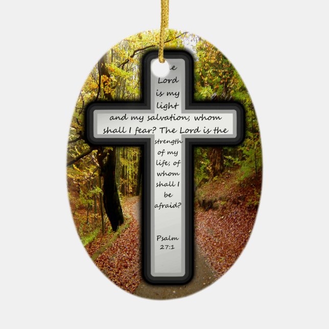 Psalm 27:1 ceramic ornament (Front)