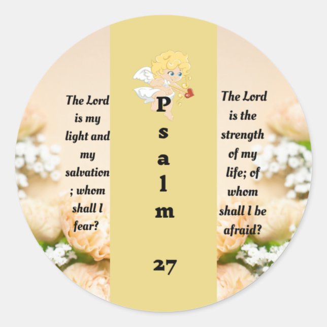 Psalm 27:1  classic round sticker (Front)