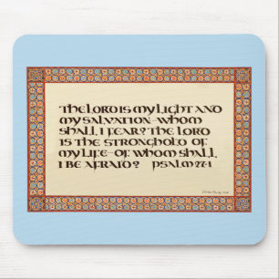 Psalm 27:1 illuminated calligraphy Uncial script Mouse Pad