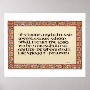 Psalm 27:1 illuminated calligraphy Uncial script Poster