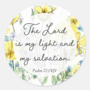 Psalm 27:1 Scripture Buttercups Light Salvation Classic Round Sticker