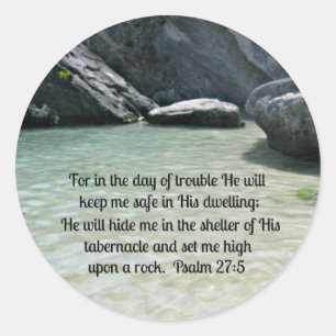 Psalm 27:5 classic round sticker