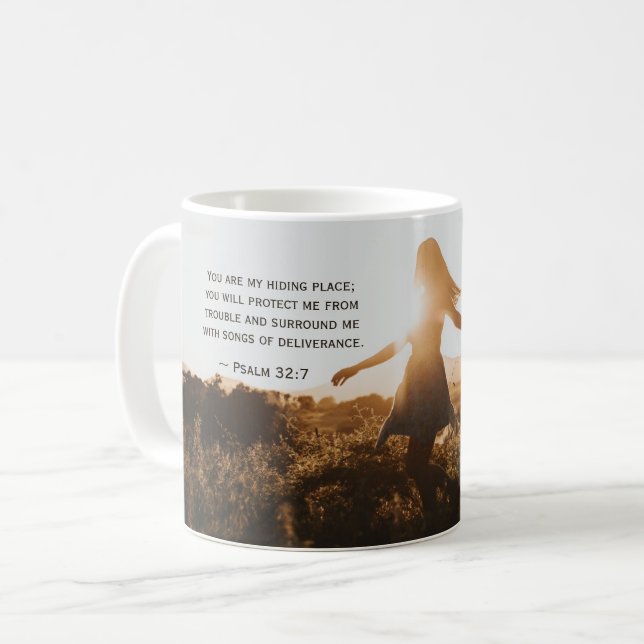 Psalm 32:7 You are my hiding place Bible Verse Coffee Mug (Front Left)