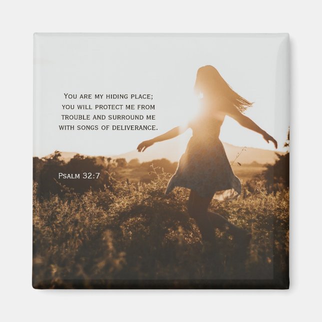 Psalm 32:7 You are my hiding place Bible Verse Magnet (Front)