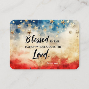 Psalm 33:12 Blessed is the Nation USA Flag Bible Business Card
