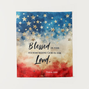 Psalm 33:12 Blessed is the Nation USA Flag Bible Tapestry