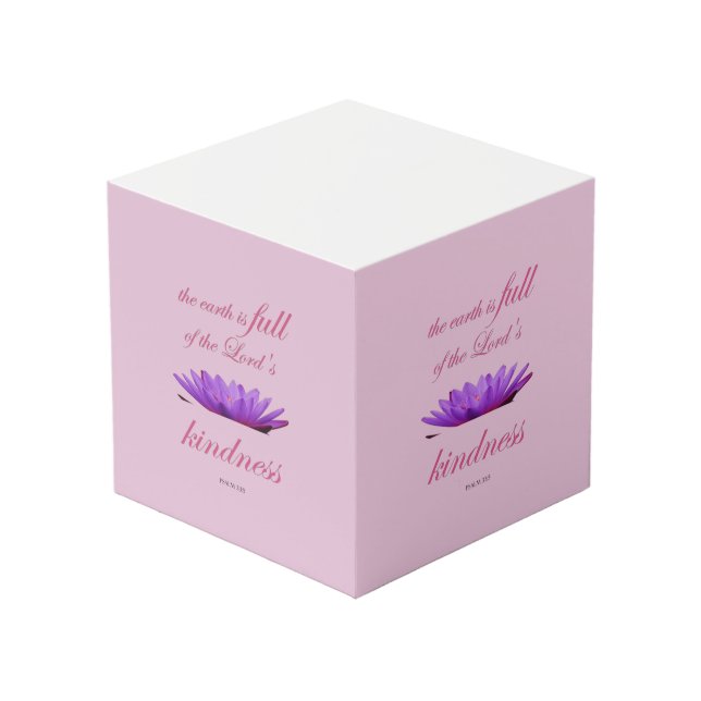 psalm 33 purple lotus kindness cube (Front Angled)