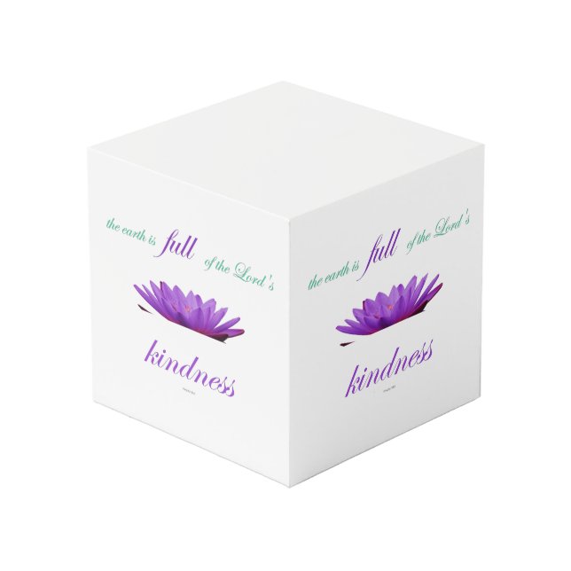 psalm 33 purple lotus kindness cube (Front Angled)