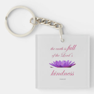 psalm 33 purple lotus kindness keychain