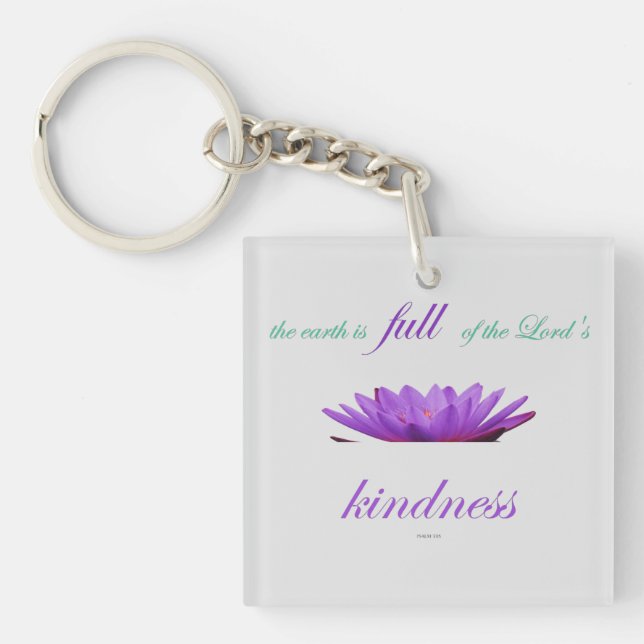 psalm 33 purple lotus kindness keychain (Front)