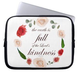 Psalm 33 Scripture with Floral Art Laptop Sleeve