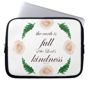 Psalm 33 Scripture with Floral Art Laptop Sleeve