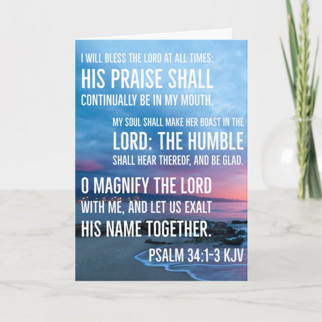 Psalm 34:1-3 I will bless the LORD at all times Card (Front)
