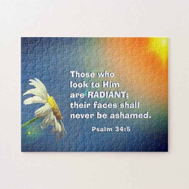 Psalm 34:5 Those who look to Him are RADIANT Bible Jigsaw Puzzle (Horizontal)