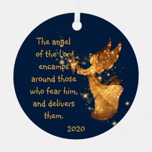 Psalm 34:7 Angel of the Lord Encamps Around Metal Ornament