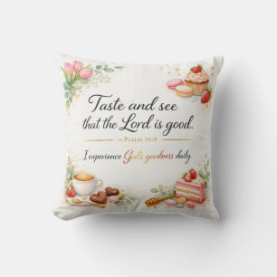 Psalm 34:8 Bible Verse, Messianic Jewish Decor Throw Pillow