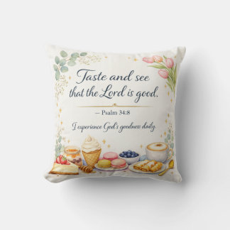 Psalm 34:8 Bible Verse, Messianic Jewish Decor Throw Pillow