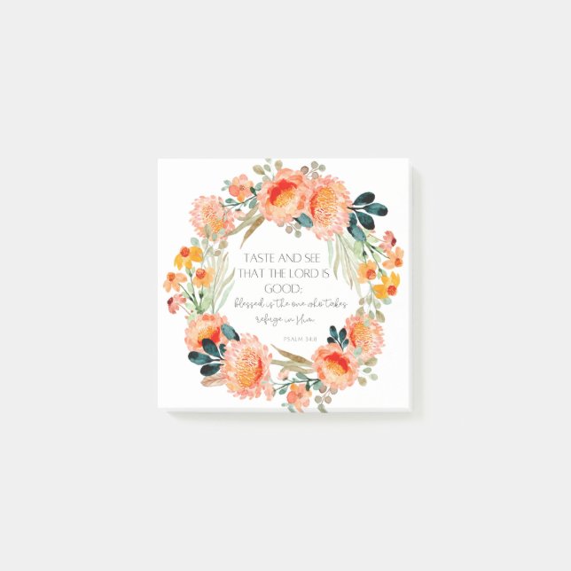 Psalm 34:8 Christian Bible Verse Post-It Notes (Front)