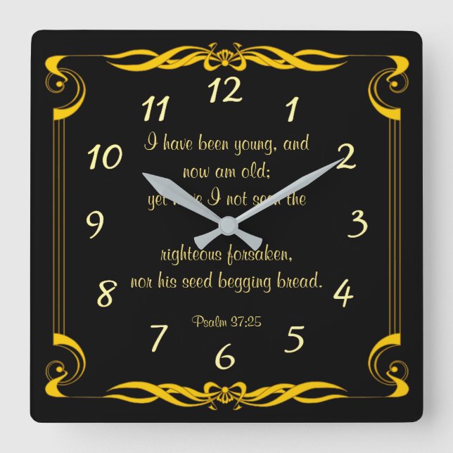 Psalm 37:25  square wall clock (Front)