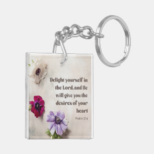 Psalm 37:4 Delight in the Lord, bible verse  Keychain