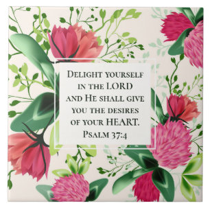 Psalm 37:4 Delight yourself in the Lord Clover Tile